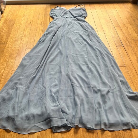 Birdy Grey Size S NEW Gwennie Chiffon Dusty Blue Maxi Bridesmaid Dress - Picture 15 of 16